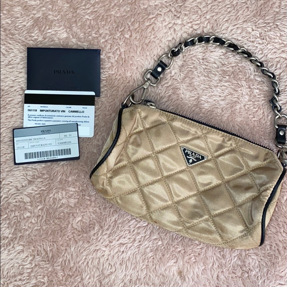 Authentic Prada Round Mini Wristlet Makeup Bag